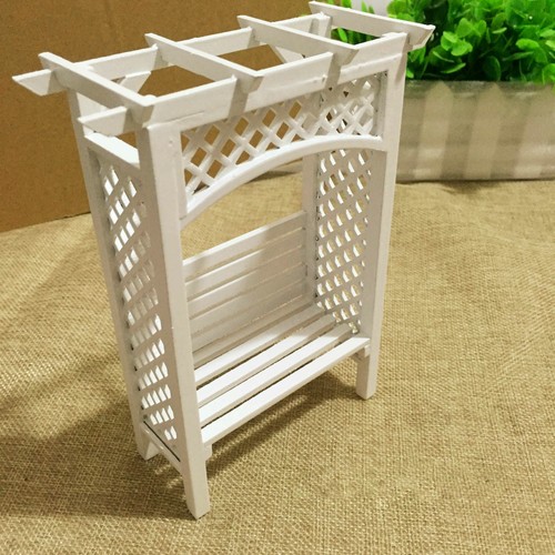 Dollhouse White Wood Grape Trellis Pergola Miniature Outdoor Decor 1:12 - Picture 3 of 6