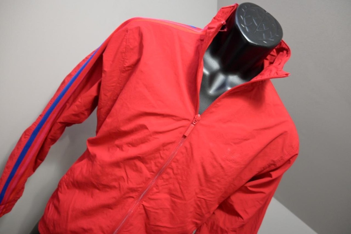 Adidas Track Jacket Red Full Zip Lined Performance Athletic