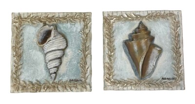 (2) Art Wall Plaque Sea Shell 3D  Signed by Kate McRostie
