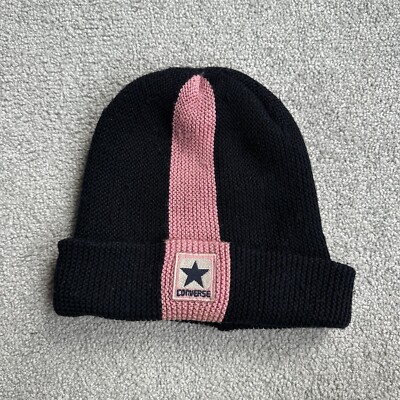 CONVERSE 90er Retro Mütze Beanie Wintermütze Strickmütze Logo 10711 Schwarz
