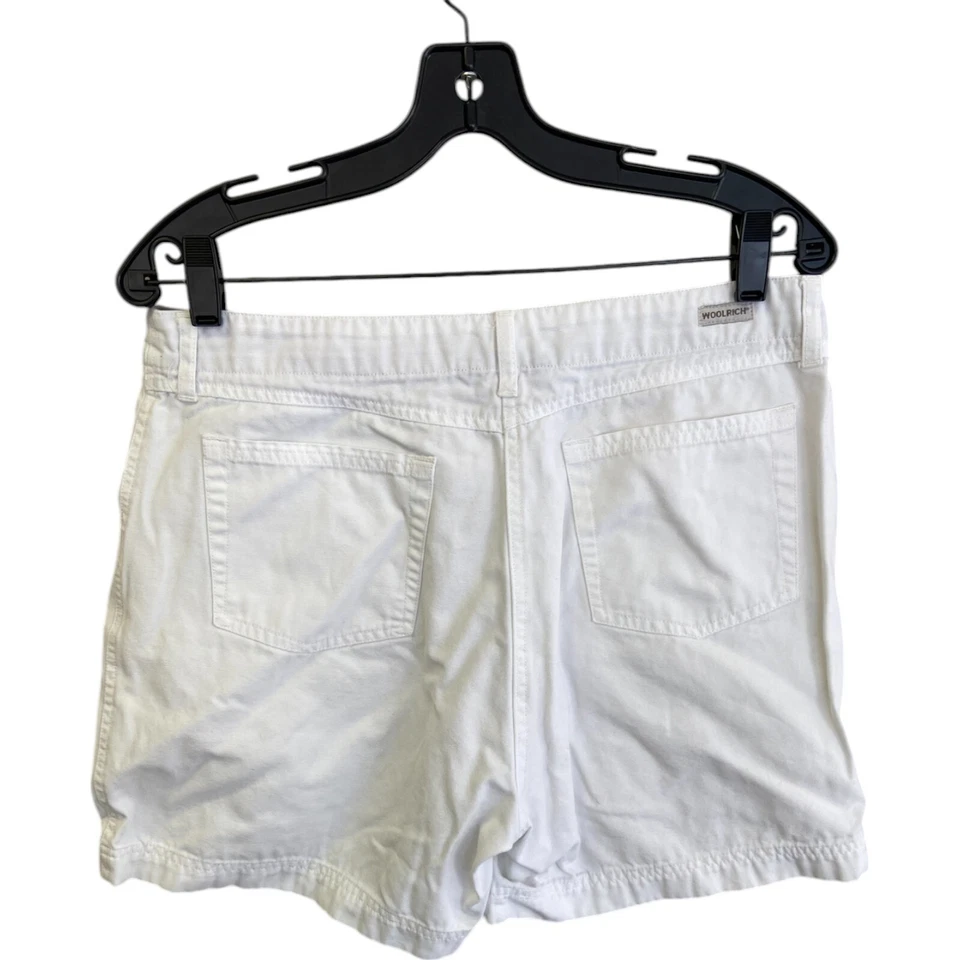 Woolrich est 1830 Bermuda Shorts Womens Size 12 White 5 Pocket Stretch Mid Rise - Image 2 of 4
