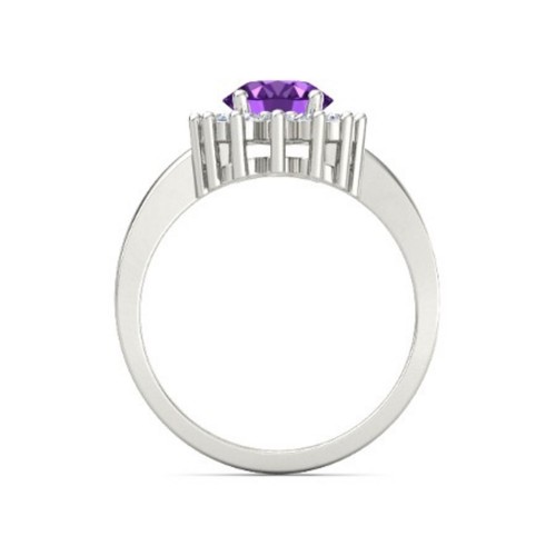 14K White Gold 4.56Ct Oval Cut Natural Amethyst Diamond Wedding Ring Size 7 8 - Picture 3 of 6