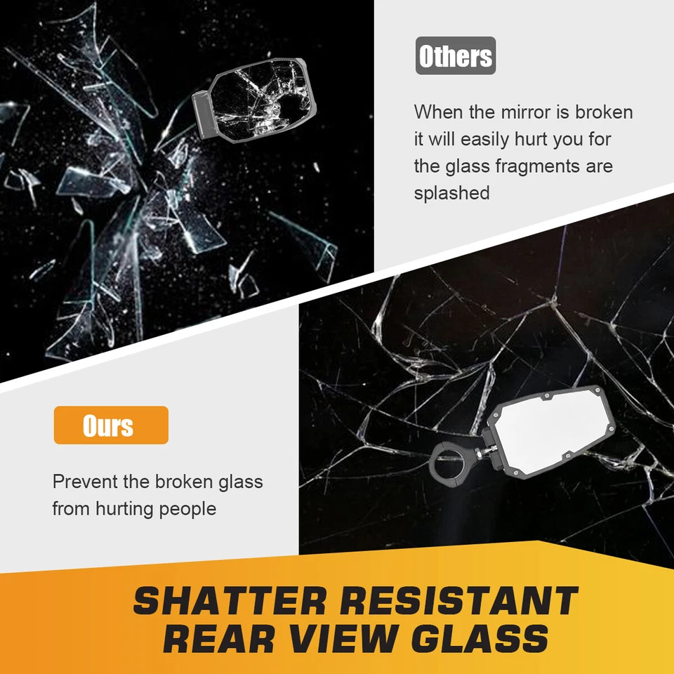 UTV Rear View Side Mirrors with LED Rock Light for Yamaha YXZ1000R 2016-2025 - Image 3 of 4