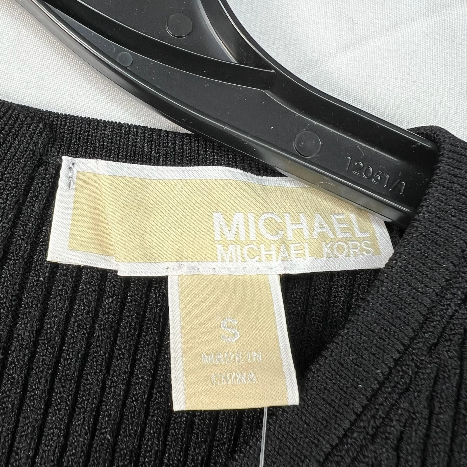 Michael Kors maglione abito donna taglia small nero ritagliato a costine mini nuovo