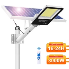 3000W Commercial LED Solar Street Light Dusk to Dawn Parking Lot Road Lamp +Pole