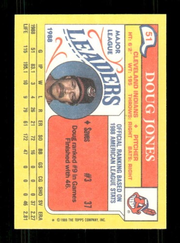1989 Topps Mini Leaders #51 Doug Jones NM Near Mint Indians BXCP20 - Picture 2 of 2
