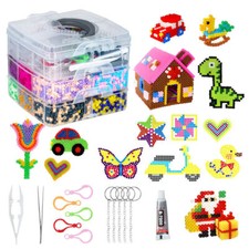 10600x Bügelperlen Set & Steckperlen mit Aufbewahrungsbox, Bügelperlen Platten