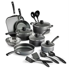 Tramontina Non-stick Cookware Set Sauté Pan Saucepan Utensil Set , 18 Pc - Gray