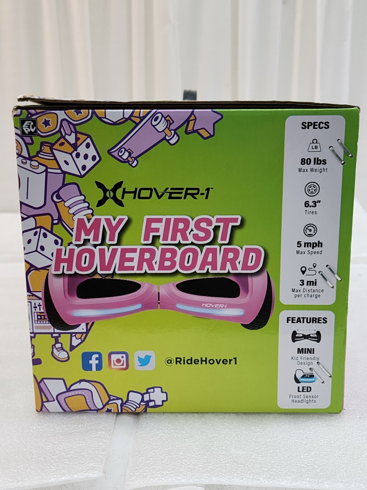 Hover-1 My First Hoverboard 6.3" Wheels Pink Self Balancing Sealed Girls Kids