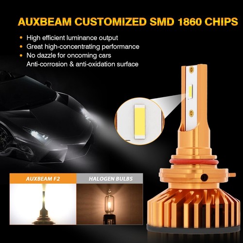 AUXBEAM LED Headlight Bulbs Kit 9005 9006 Hi/Low Beam Bright White 52W 10000LM - Imagen 4 de 15