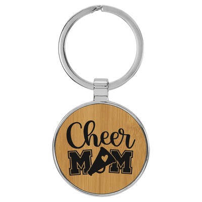Enthoozies Cheer Mom Laser Engraved Leatherette Keychain Backpack Pull - 1.5 x