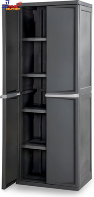 4 Shelf Cabinet Lockable Utility Storage W/ Adjustable Shelves Gray Heavy Duty