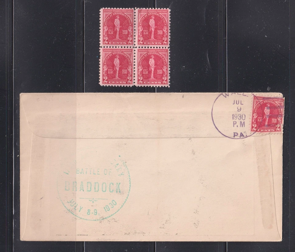 sc 688 FDC + blk M, NH, cncl unlisted, 1930 1st Valley Stamp Co. cachet WALL PA - Image 2 of 2