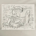 Mitch O'Connell Original Art Sketch, 8x10, Herculoids Igoo Hanna-Barbera SIGNED