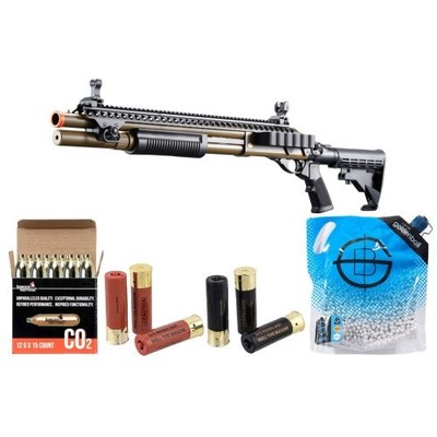 Golden Eagle M8874 3/6-Shot Pump Action CO2 Airsoft Shotgun w/ Flip Up Sights, P