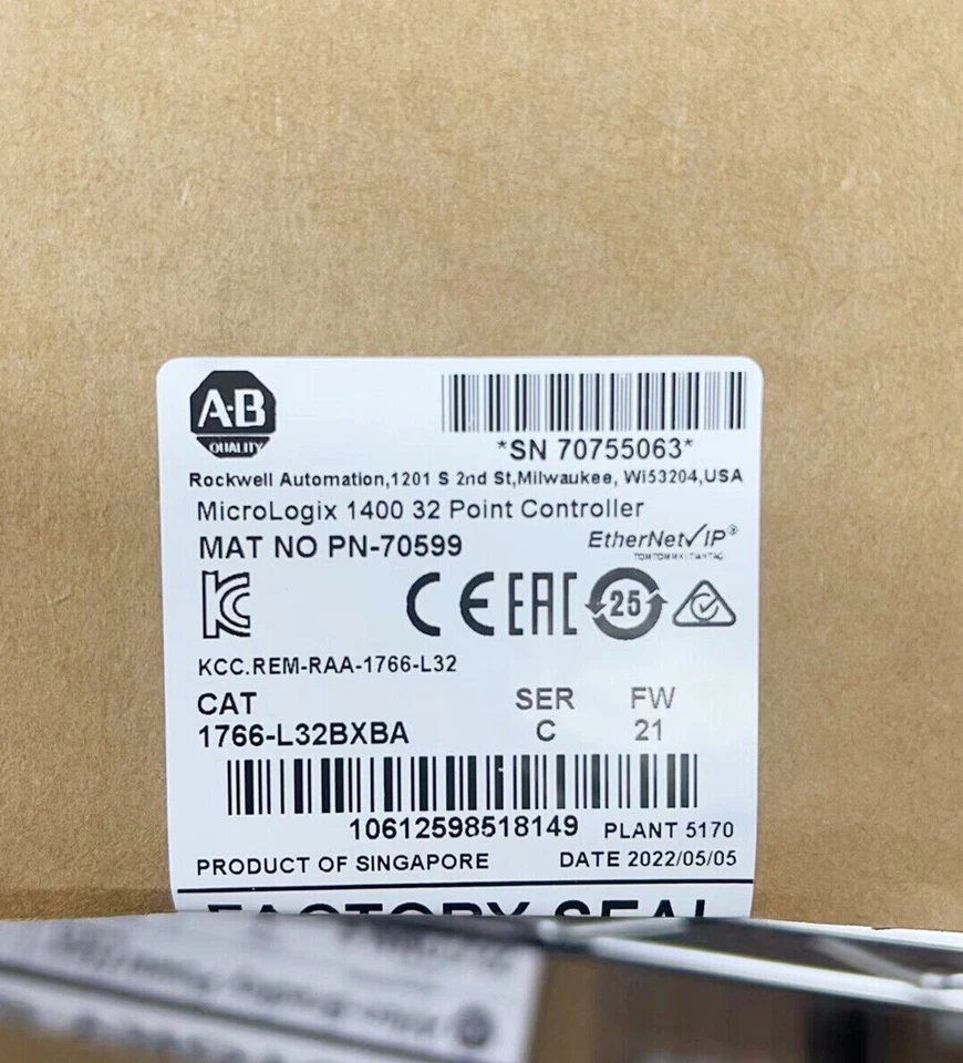 New Sealed AB 1766-L32BXBA SER C MicroLogix 1400 Controller 1766L32BXBA US - Image 2 of 3
