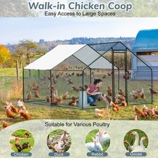 6.5/10/13/20 FT Metal Chicken Coop Outdoor Large Walk Hen Cage House with Cover