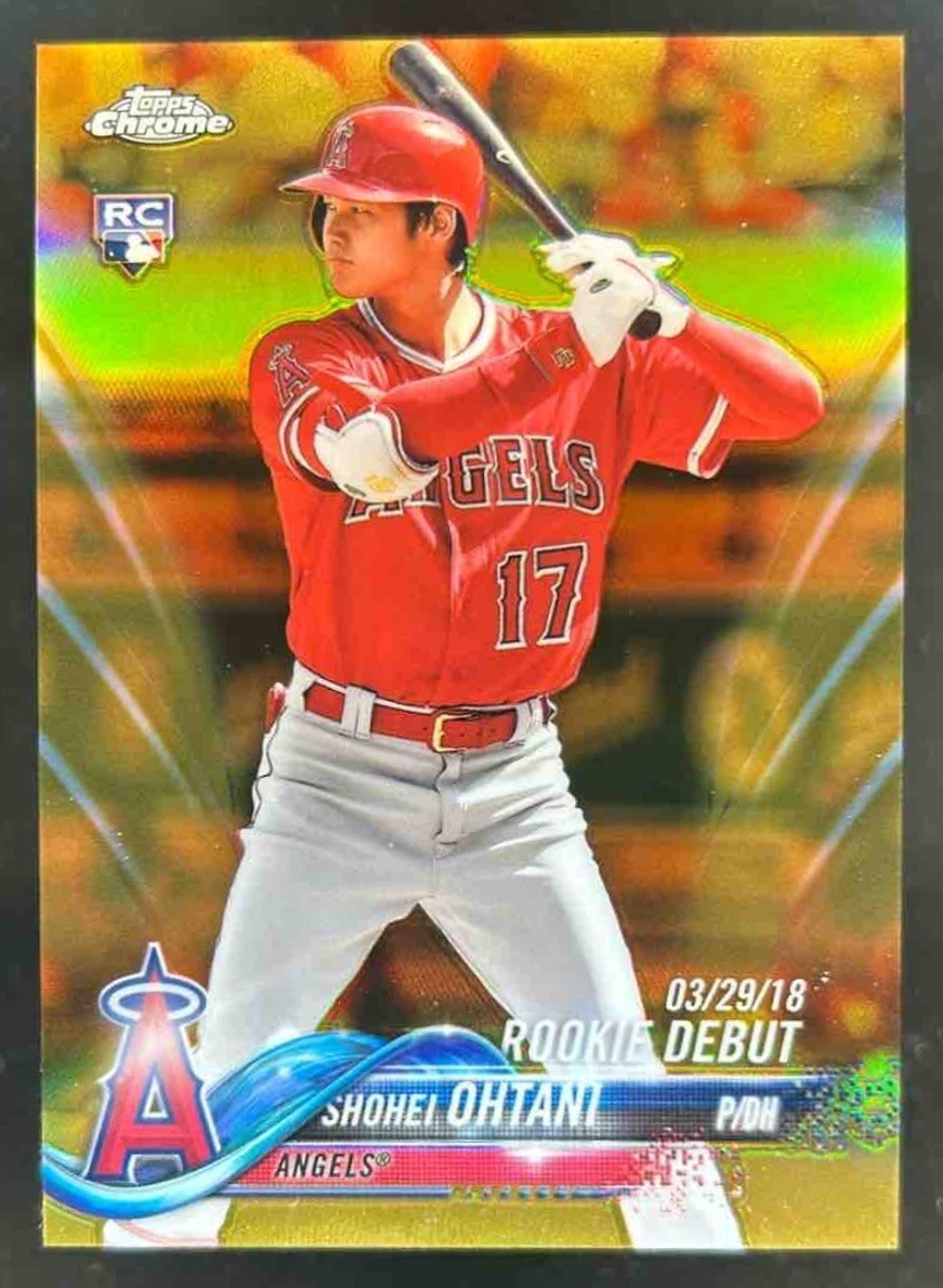 2018 Topps Chrome Update Shohei Ohtani Gold Refractor Rookie Debut RC #1/50