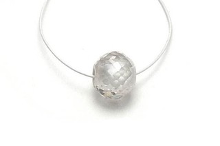 WHITE DIAMOND 6.5mm Faceted Round Focal Bead 2 carats