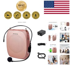 Compact Teacher Voice Amplifier - 10W Output, Distortion-Free Sound, Rose Gold