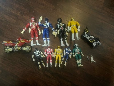 Lot Of 11 Vintage 1990s Power Rangers Flip Heads Figures And Motorcycles