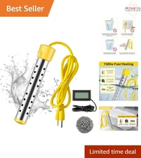 Water Heater 1500W Stainless Steel Immersion Portable Bucket Heating for 5 Ga...