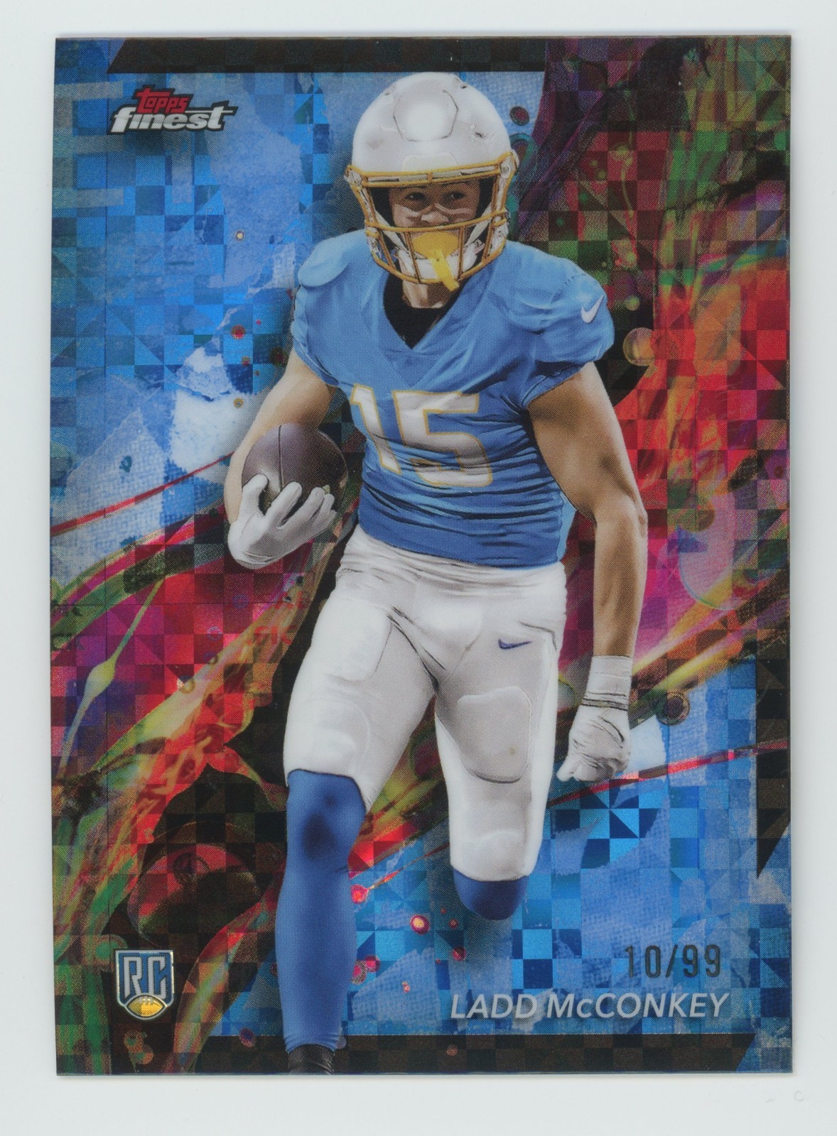 2024 Topps Finest - Common Ladd McConkey #86 Blue Checkerboard Refractor /99 B95