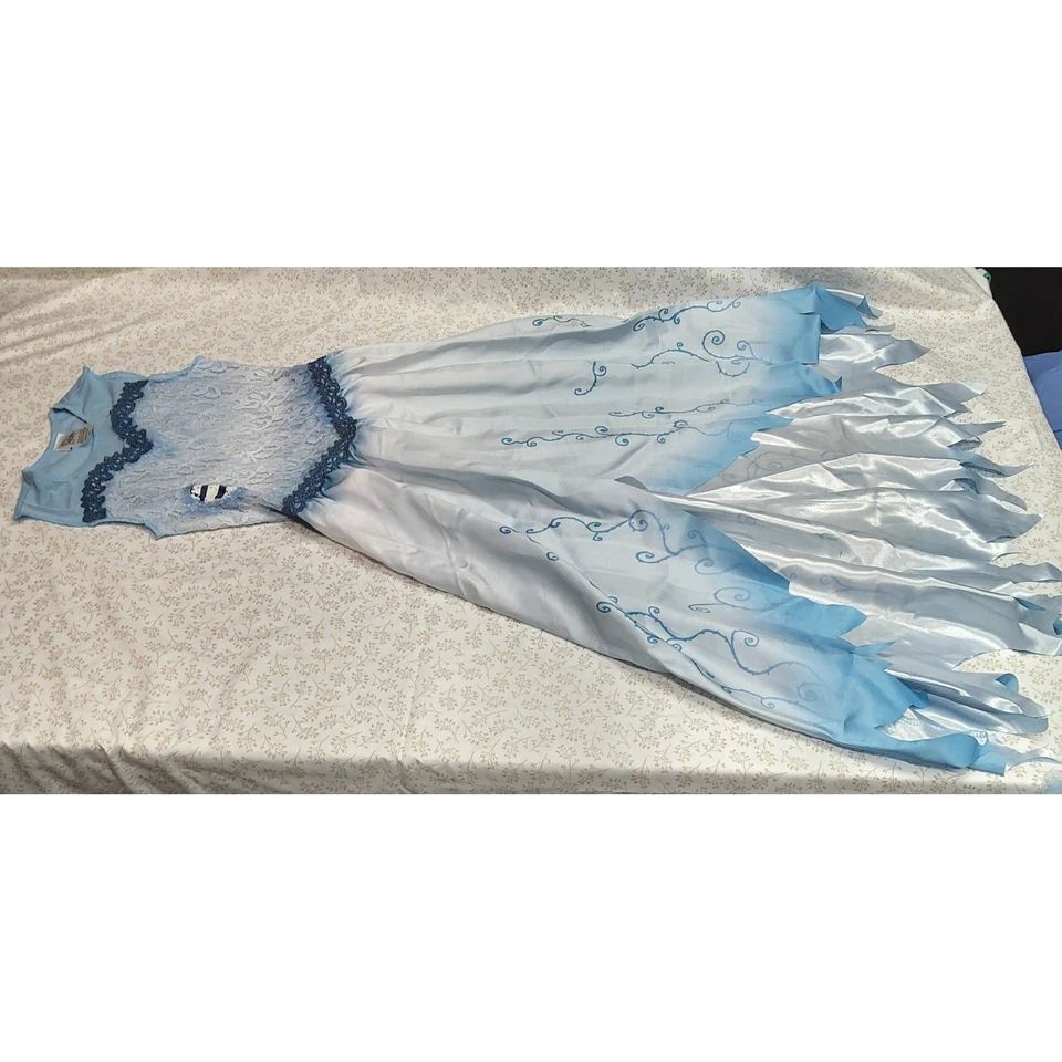 Tim Burton's Corpse Bride Costume Dress, Headpiece, Wig, Glovelets, Girls M - Image 2 of 4