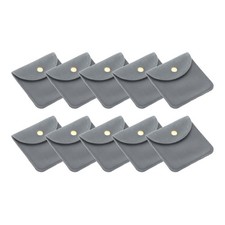 10Pcs 8x8cm Jewelry Pouches with Snap Button Soft Storage Dark Grey