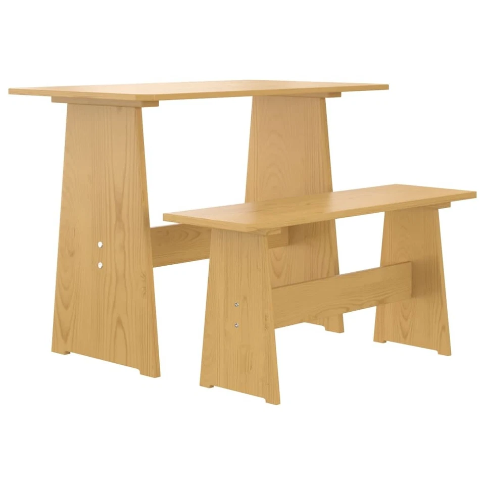 Solid Wood Pine Dining Table with Bench Dinner Table Seat Multi Colours vidaXL - Image 4 of 4