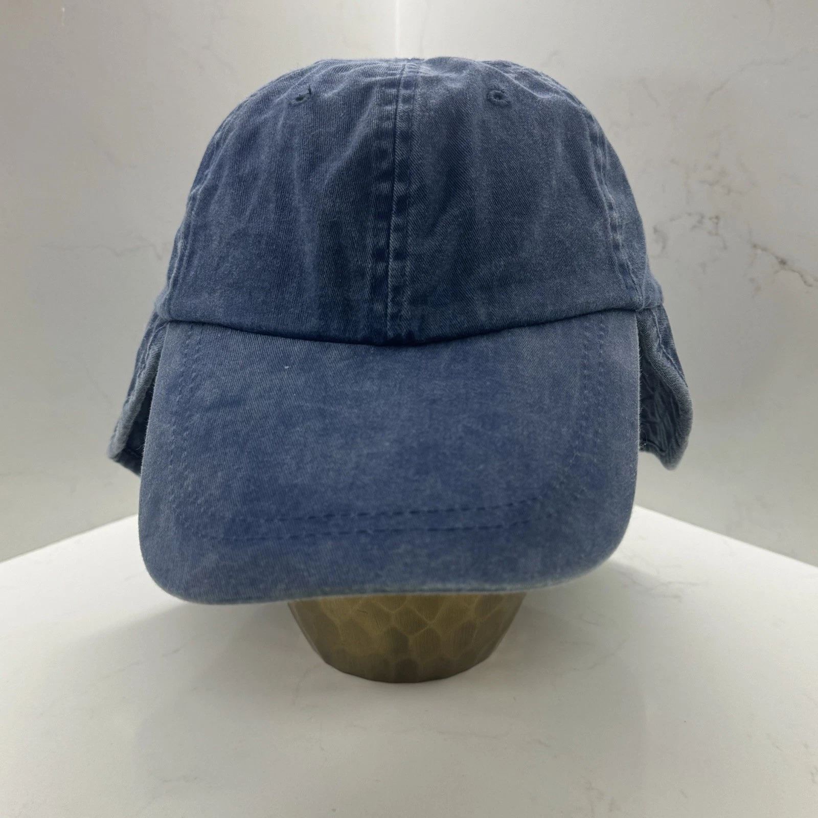 Vintage CSI Crown Style Industries Blue Sun Hat Flap Cap Adjustable Strap