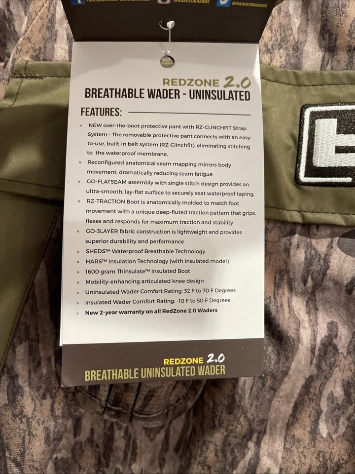 Banded Redzone 2.0 Breathable Uninsulated Waders Size 11 R - Image 2 of 4
