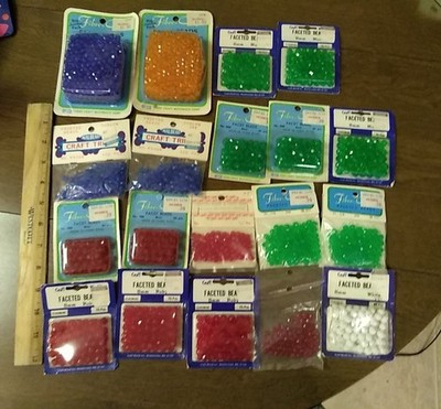 vintage facet beads faceted crafters crafting big lot NOS