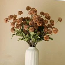 Artificial Flowers Indoor for Vase, 12PCS Fake Silk Mums Long Stem Flowers, L...
