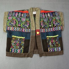 VTG Veranda Wear Art To Wear Top Cardigan Aztec Colorful Blue Green Floral