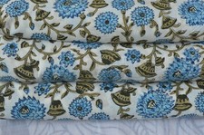 NO TARRIF CHARGES 100 ZK 168 Hand Block Floral Print 100 Cotton 10 Yard Fabric