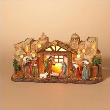 12" MANGER NATIVITY SCENE- JOSEPH, MARY, JESUS AND THE WISE MEN- CHRISTMAS DECOR