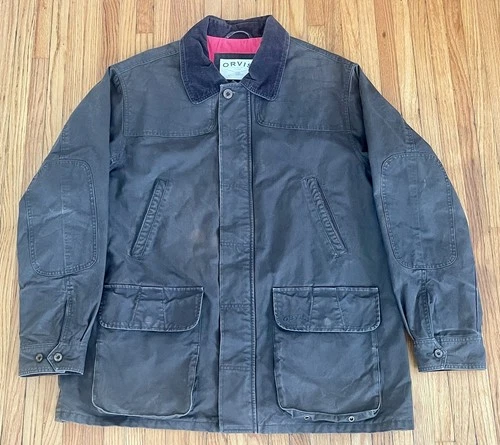 Mens XL Orvis Olive Green Hunting Chore Barn Field Full Zip Coat Jacket Corduroy