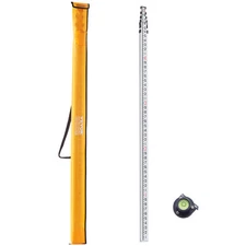 VEVOR Measuring Rod 25-Feet/10ths 6 Sections Telescopic Grade Rod 1/10ft w/ Bag