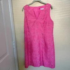 Trina Turk Sleeveless Pink Floral Cutout Lined Dress 8 Vacation Wedding