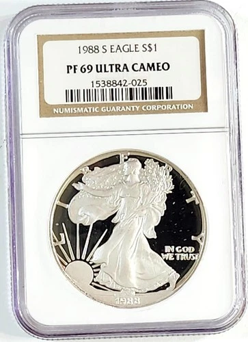 1988-S Proof American Silver Eagle NGC PF 69 Old Holder Ultra Deep Cameo