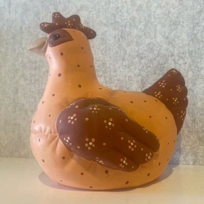 Vintage Kimple Hen Quilted Ceramic Hand Painted  Farmhouse Country