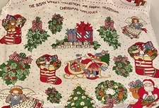 1 Susan Winget Fabric Traditions Christmas Appliques Panel 1993 Cut/Sew 44x36"