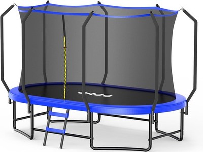 ORCC Oval Outdoor Trampoline with Safety Net Gymnastics Trampoline for Kids