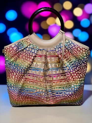 New Brahmin Leather RENATA Hobo Bag, Metallic Celebration Germaine