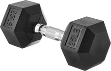 Amazon Basics Rubber Hex Dumbbell Hand Weight 25 Pounds, Black 