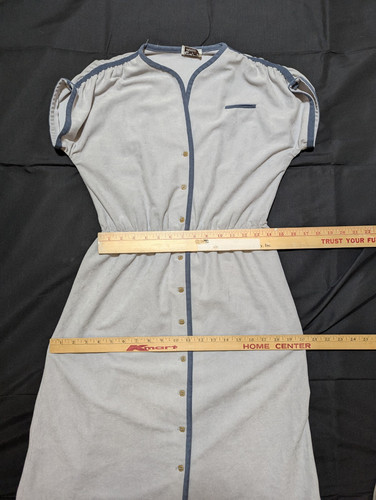 Abito da hostess donna vintage Leslie Fay grigio piqué mod navy taglia small - Foto 12 di 19