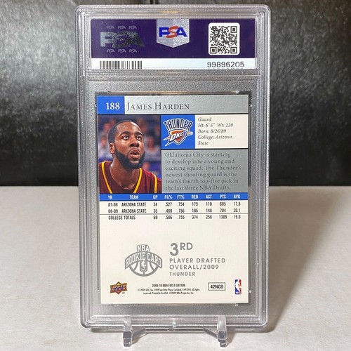 2009 Upper Deck First Edition #188 James Harden Star Rookies RC PSA 10 Gem Mint - Picture 2 of 2