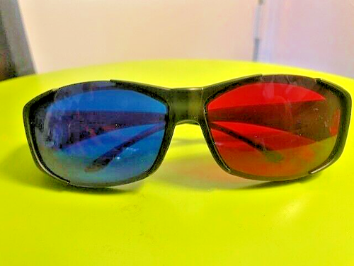 3D Glasses. Red and Blue Lenses. Wrap Design.