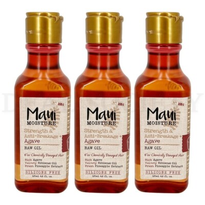 Maui Moisture Strength & Anti-Breakage + Agave Raw Oil, 4.2 oz - Lot of 3